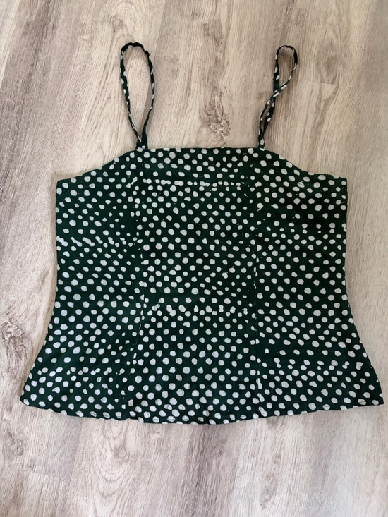 Osei Duro Tops - Osei Duri linen Bosca tank Green Polka Dot Spaghetti Strap Cami XS anthro